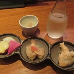 京都山科 焼鳥 かなざわ - 突き出し３品