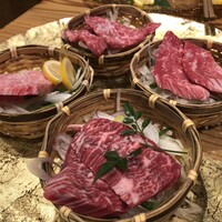 北新地 焼肉 菊地 - 厳選黒毛和牛４種　ハラミ、ソトヒラなど