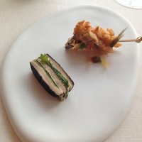 エスキス - アミューズ　椎茸、稚鮎のフリット