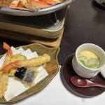 海幸 - 蟹天ぷらと蟹入り茶碗蒸し