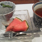 竹之内 - デザートは黒胡麻アイスと西瓜