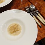 リストランテ ハラシマ - 寒鱈セモリナ衣　ずわい蟹とかぶのズッパ