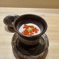 恵比寿 鮨 はつめ - 白子餡といくらの茶碗蒸し！