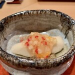 炭火割烹 いふき - レクチェの洋梨にシャンパンゼリー寄せ