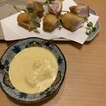 すしと酒 箔 - 寒ぶりのレアカツ　タルタルソース