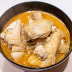 うを徳 - 2024.12 痛風鍋（壱岐産クエ、雲子、宮城産牡蠣、余市産アンキモと八丁味噌ベースのどぶ汁仕立て）