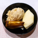 うを徳 - 2024.12 水菓子（会津産みしらず柿、信州ふじ、とちあいかアイスクリーム）