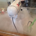 Wankuro aisu kurimu - 撹拌機で仕上げているところ、ドライアイスの煙のようです