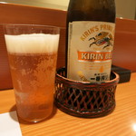 鮨 おさむ - 昼から一番搾り入りまーす。