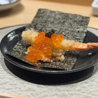 京橋 天冨良と鮨 いしい - 海老天いくらキャビアのせ