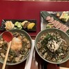 そば一 - 山菜そば、しぼりおろしそば、合鴨の塩焼、漬物盛り合わせ