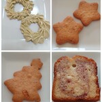 喫茶 tameiki - 写真追加：ホリデーケーキプレートのおみやげ※リースの抹茶メレンゲ、星の全粉粒クッキー、ラズベリーとホワイトチョコのパウンドケーキ、ツリーの全粉粒クッキー✨