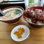 十文字屋 - ロースカツ丼、ミニラーメンのセット
