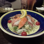 タコとサーモンのカルパッチョ風サラダ