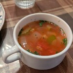 再度山荘 - 炭焼きスペアリブランチセットのスープ