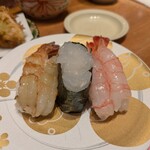 もりもり寿し 金沢駅前店 - エビ3種盛り