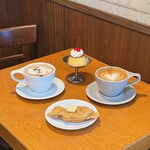 心斎橋焙煎所 - カフェラテ、チョコミルク、プリン、あんバターたい焼き