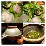 大どころ - 鯛と穴子の身が大きく厚いこと。「ポン酢」も酸味が強くなくいいお味です。 
      軽く茹でて頂きますが、、魚の旨みが増しますね。 