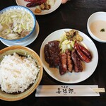 たんや善治郎 - ランチ牛たん極太・牛ハラミ焼定食＋とろろ