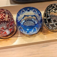 鮨 加 - 利き酒３種セット¥1,800（右から
                      藤田熊醸、いづみ橋 雪だるま、田酒）