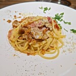 創作イタリアン Gemelli - ポルチーニ茸と生ハムのバターパルミジャーノソース　スパゲッティーニ