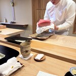 鮨 十兵衛 - とろタクの準備