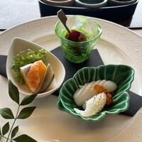 鉄板焼き 加賀 - 正月旬菜3種盛り
                    初夢〈鮮魚+A3黒毛和種コース〉 9500円