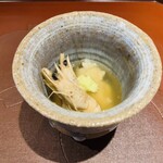 馳走 啐啄一十  - 【写真①】蕎麦がき(入野谷在来、長野県)、干し海老(広島県)出汁