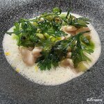 プチレストラン ブーケ・ド・フランス - 魚と貝柱のコンソメで味わう真鱈の白子のポワレ