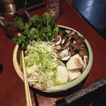 隠れ家愉膳 亥の子 - クレソン・黒舞茸・葱・半殺しの餅