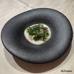 プチレストラン ブーケ・ド・フランス - 魚と貝柱のコンソメで味わう真鱈の白子のポワレ