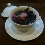 えん - 赤菜（インチョイ）とアサリのスープ