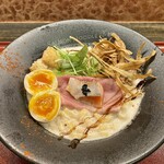 サーモンnoodle京都 - 白サーモン＋味玉(割卵)