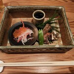 千ふく - お通し　なます　たたきごぼう　黒豆