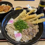 資さんうどん 尾道高須店 - 肉ごぼ天そばミニたれカツ丼セット