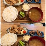 小料理 つばめ - ↑上から

ビジュアル的にはブラウン多めですが(^◇^;)w
唐揚げに添えられた黄色いカットレモンと赤いミニトマト、
タルタルの白に野沢菜のミドリが…彩りを添えております(  ´艸`)♪
