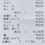 前島食堂 - 本日のお会計