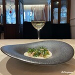 プチレストラン ブーケ・ド・フランス - 魚と貝柱のコンソメで味わう真鱈の白子のポワレ