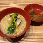 はらまさ - ⑤クエ・菜の花・白茄子お椀