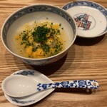 はらまさ - ②フグの白子とカラスミの　温かい蒸し寿司