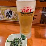 魚ます - 生ビール＆お通し