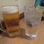 立ち呑みのさのや - 生ビールとチューハイライム(2014.5)