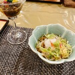 元湯 玉川館 - お凌ぎ　卸しそば　大根卸し　桜海老　三つ葉バラ揚げ　薬味　柚子