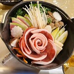 元湯 玉川館 - 猪鍋　〆は雑炊かうどんで