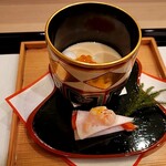 馬車道 大かわ - フグとフグの白子の茶碗蒸し