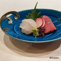 玄斎 - 明石の天然真鯛と天然本鮪 中トロの造り