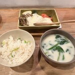 ペコリ - 鱈と冬野菜のグラタン・かぶのご飯・ちぢみほうれん草の味噌汁
