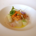 イタリアン オット - ホワイトアスパラと塩水雲丹、鬼海老