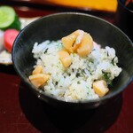 しの田 - あこや貝と海苔のまぜご飯。