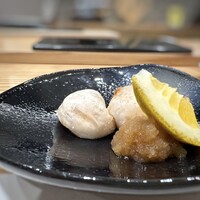 鮨と天草大王 天音 - ◆白子様・・オォ、まさかの「白子様」が登場。ヽ(´∀`)ﾉ 私が好きなことをご存じですので、用意してくださったのだと思います。有難うございます。m(__)m